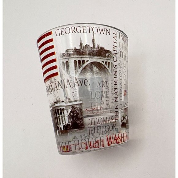 Washington D C Souvenir Shot Glass American Flag Iconic City Landmarks Design - Picture 5 of 9